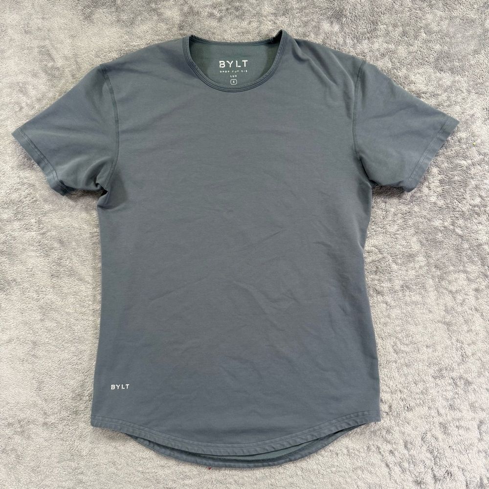 BYLT Basics Drop Cut Lux Short Sleeve Shirt Small Regular Hem